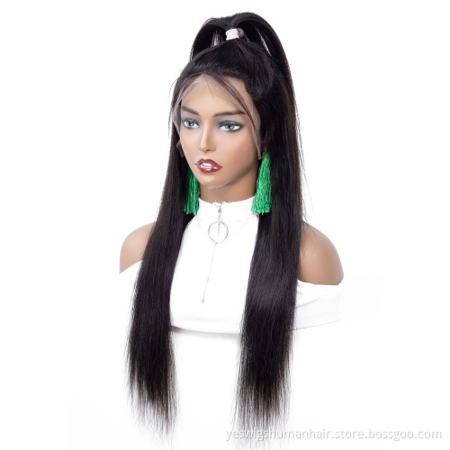 Straight Indian Human Hair Transparent 13X4 13X6 Swiss Lace Frontal Wigs Ear To Ear Frontal Lace Indian Hair Wig For Black Women
